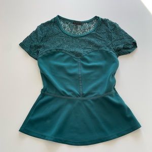 Emerald Lace peplum top